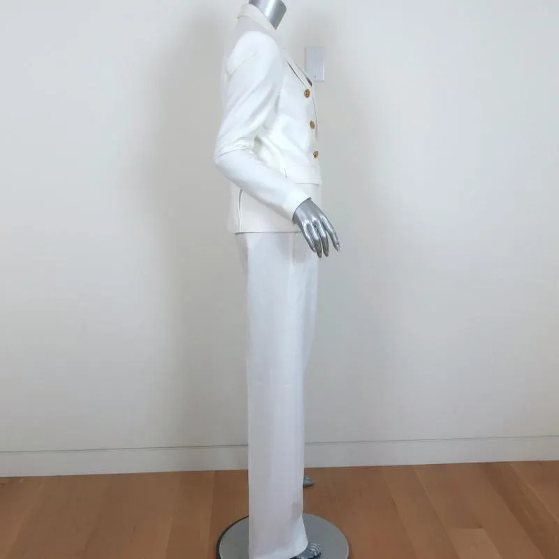 A.L.C. Pantsuit White Stretch Twill Size 4 Double Breasted Jacket & Pants NEW