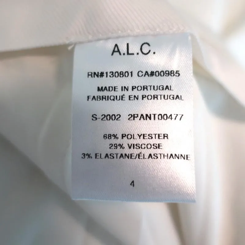 A.L.C. Pantsuit White Stretch Twill Size 4 Double Breasted Jacket & Pants NEW