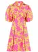 ALICIA JACQUARD PRINT DRESS - PINK CHARTRUESE