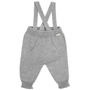 Aluminium Grey Knitted Trousers with Braces