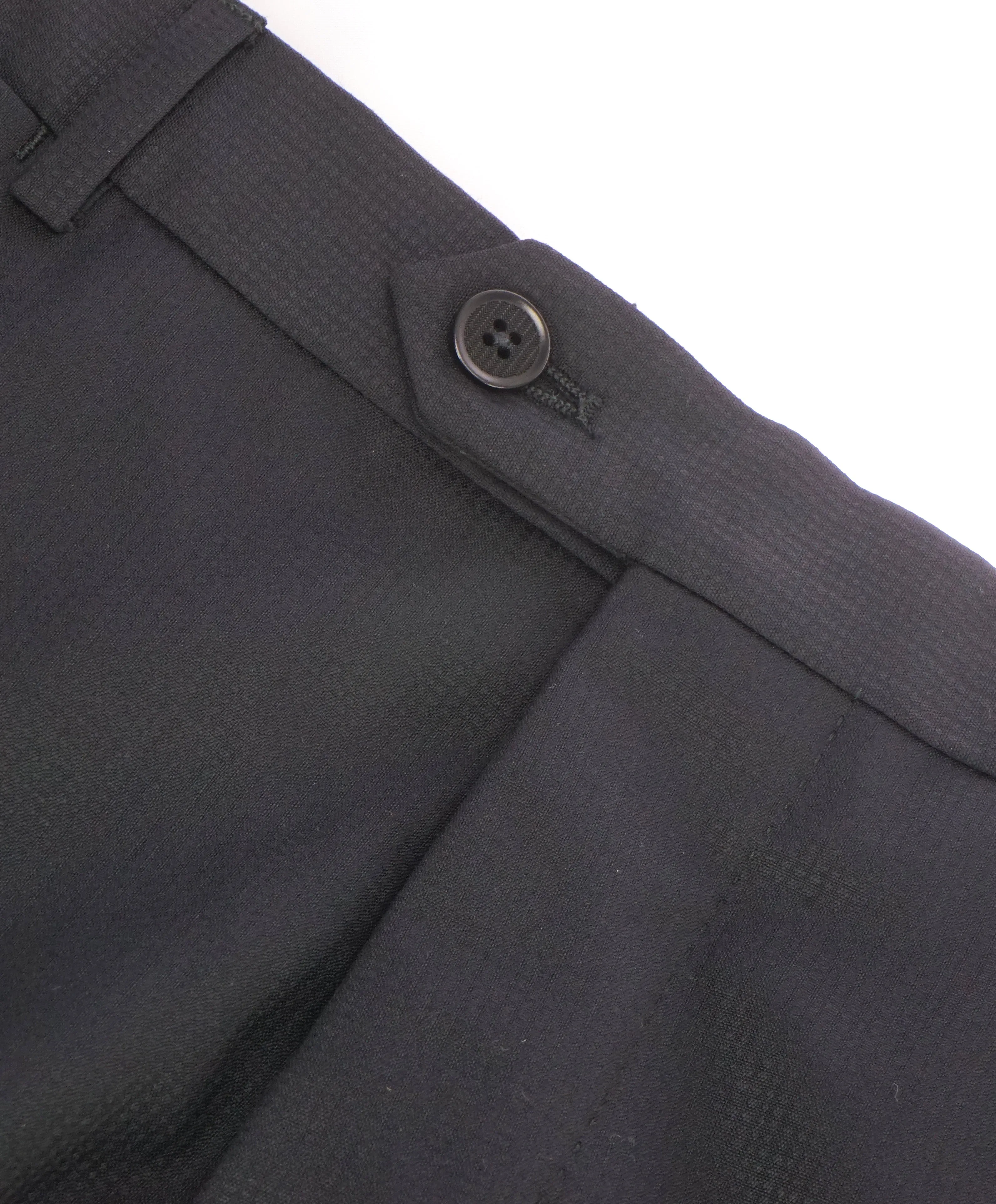 ARMANI COLLEZIONI - Black Textured Slim Check Flat Front Dress Pants - 36W