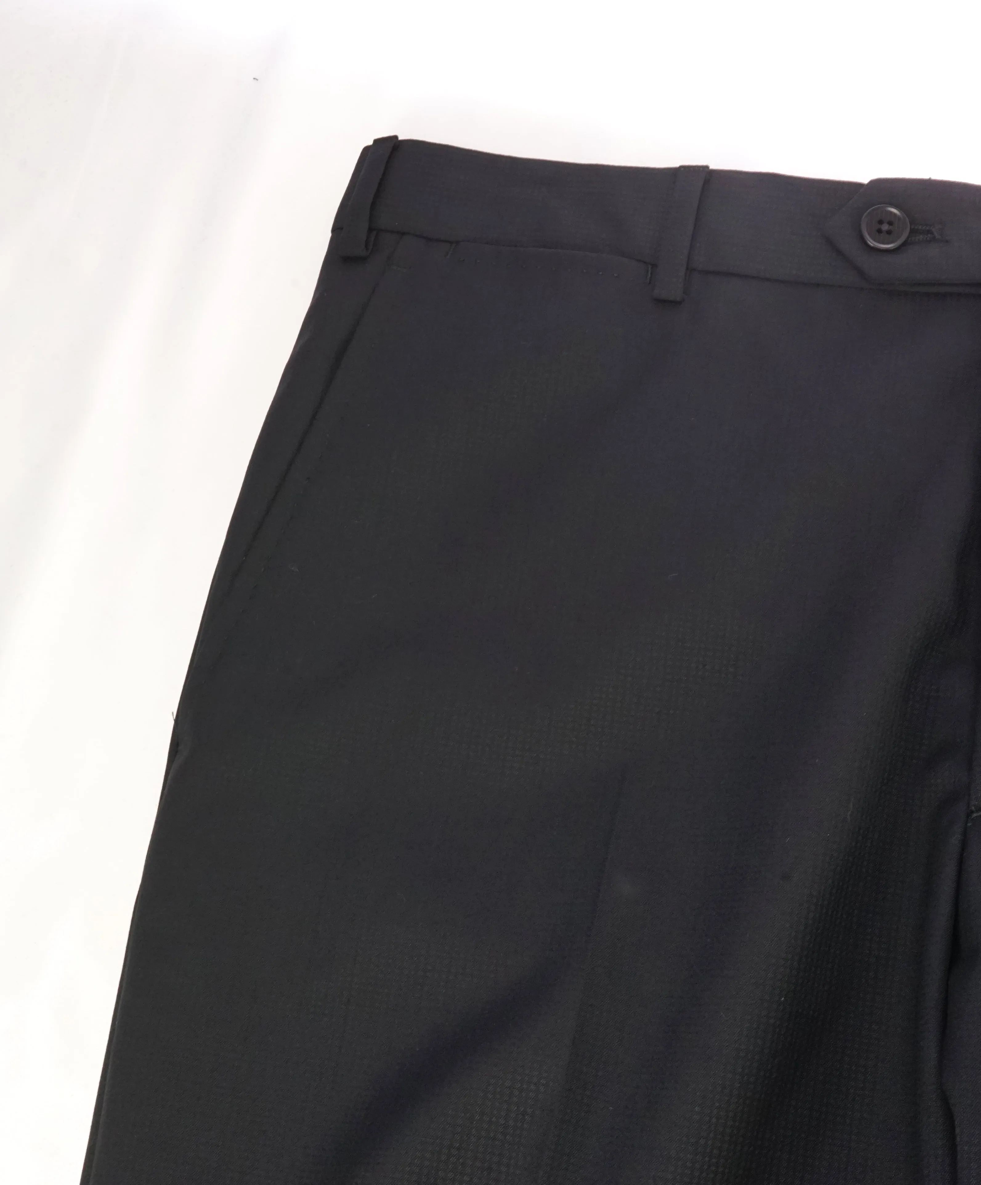 ARMANI COLLEZIONI - Black Textured Slim Check Flat Front Dress Pants - 36W