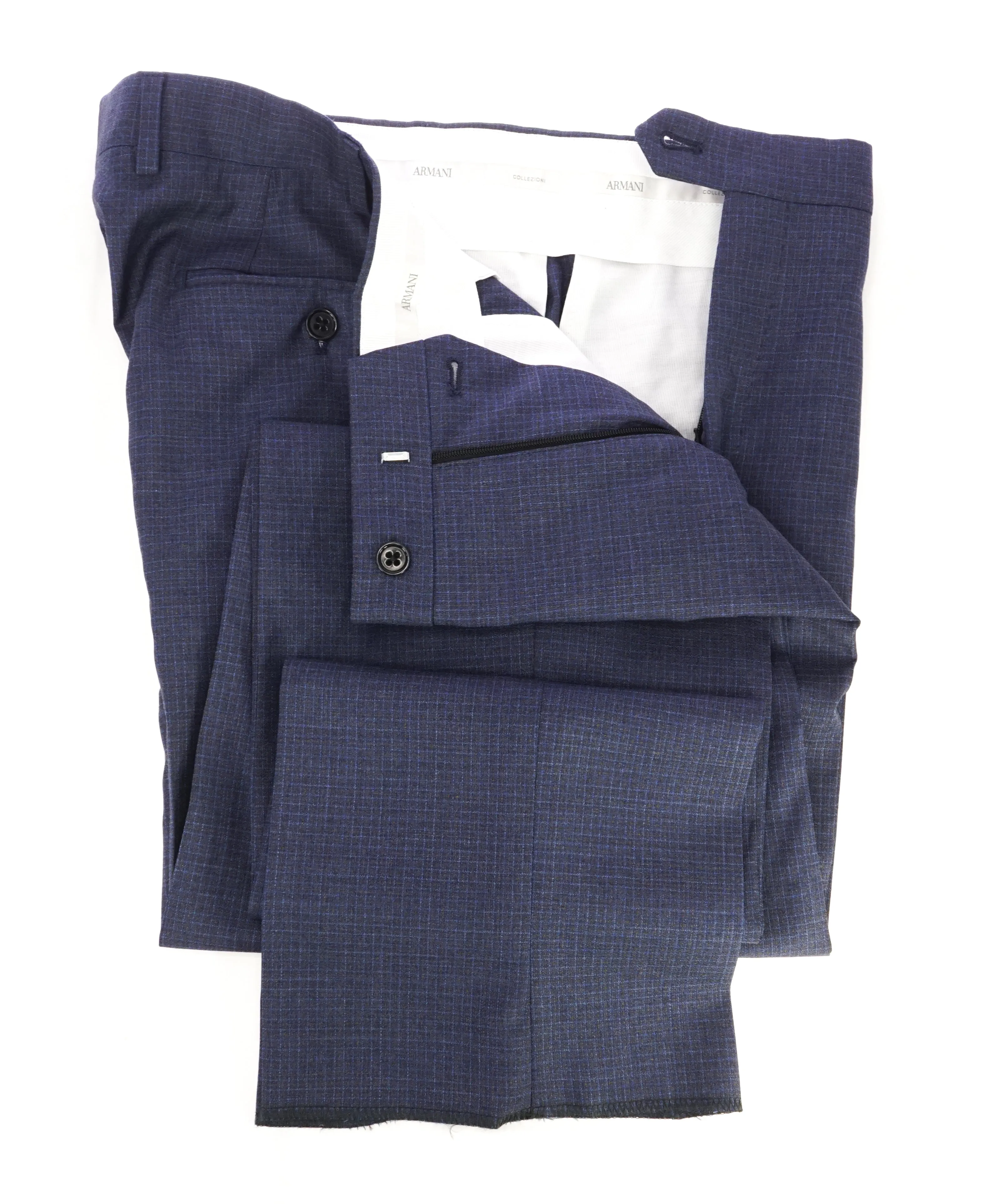 ARMANI COLLEZIONI - Bold Micro Check Multi Color Flat Front Dress Pants - 33W