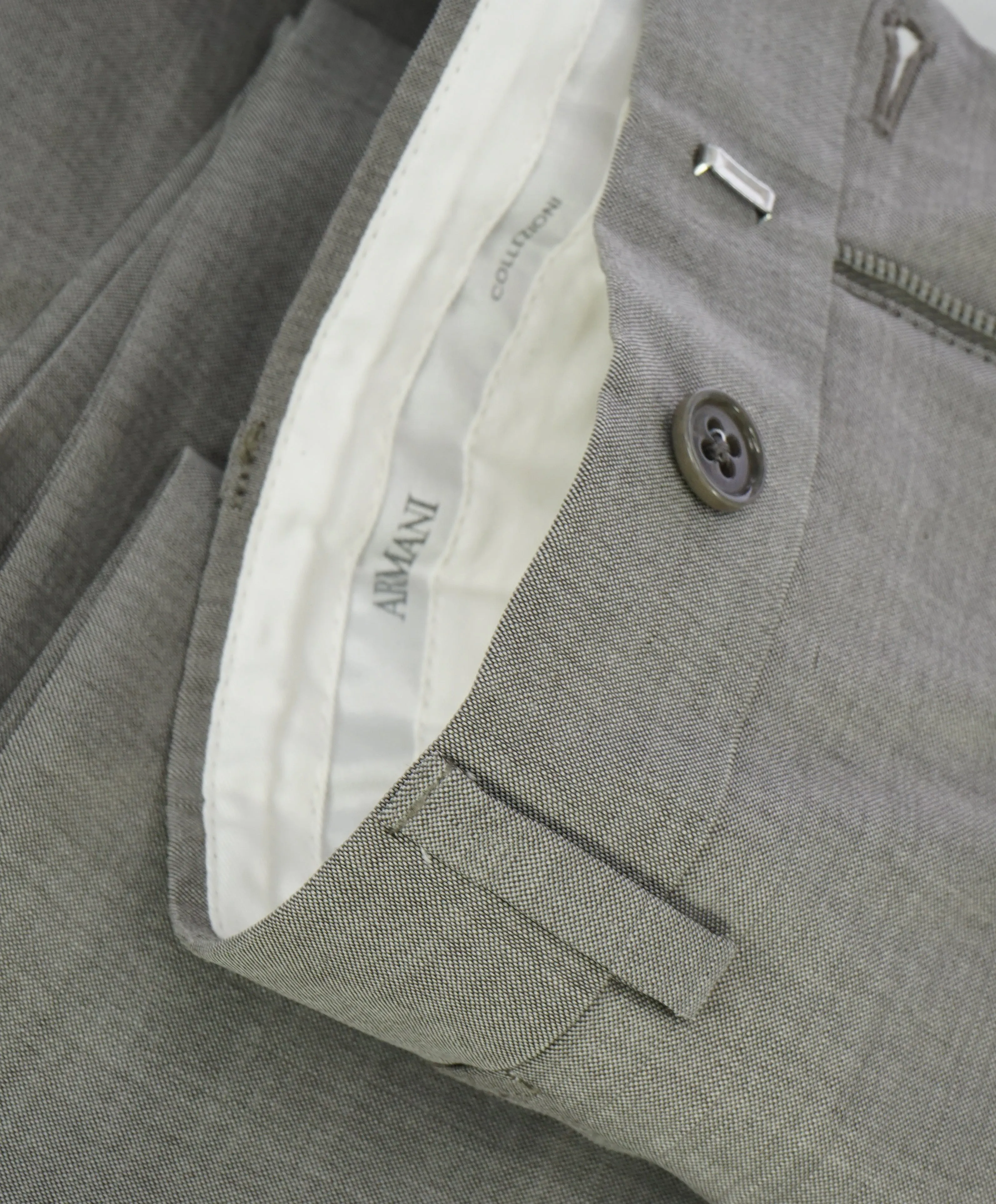 ARMANI COLLEZIONI - Medium Gray Pindot Textured Flat Front Dress Pants - 39W
