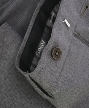 ARMANI COLLEZIONI - Medium Gray Solid Flat Front Dress Pants - 34W