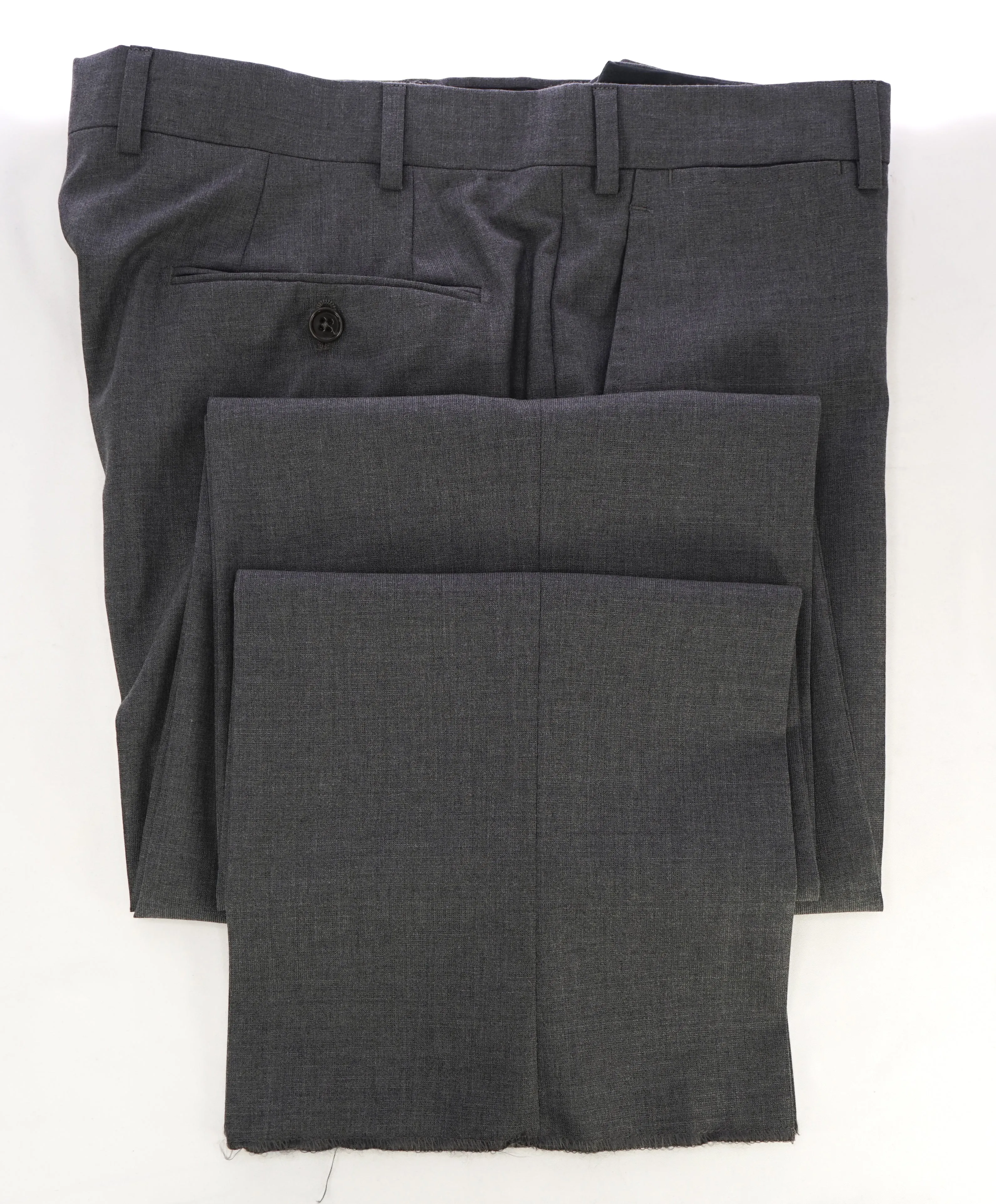 ARMANI COLLEZIONI - Medium Gray Solid Flat Front Dress Pants - 34W