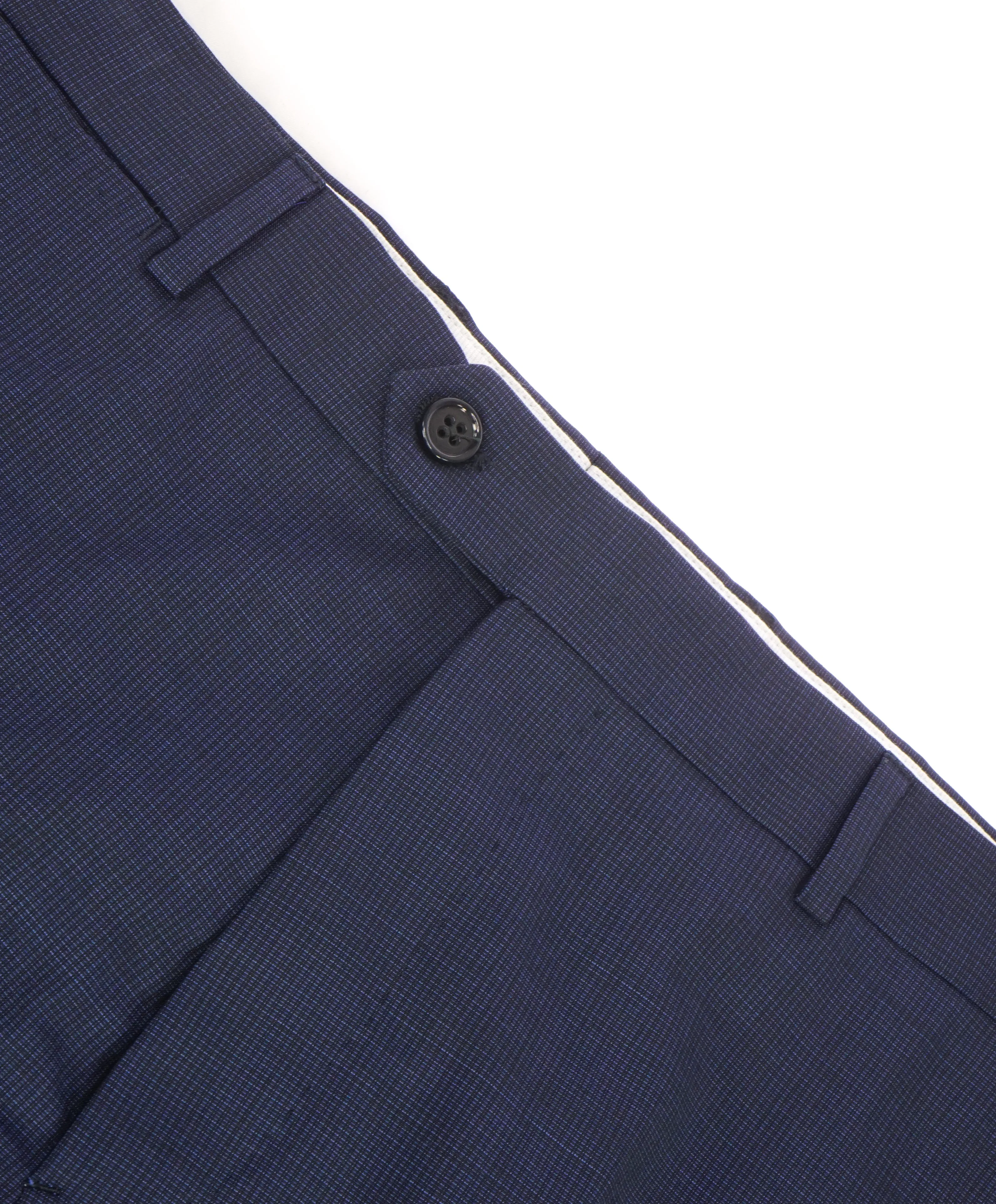 ARMANI COLLEZIONI - Tonal Micro Check Blue Flat Front Dress Pants -  38W