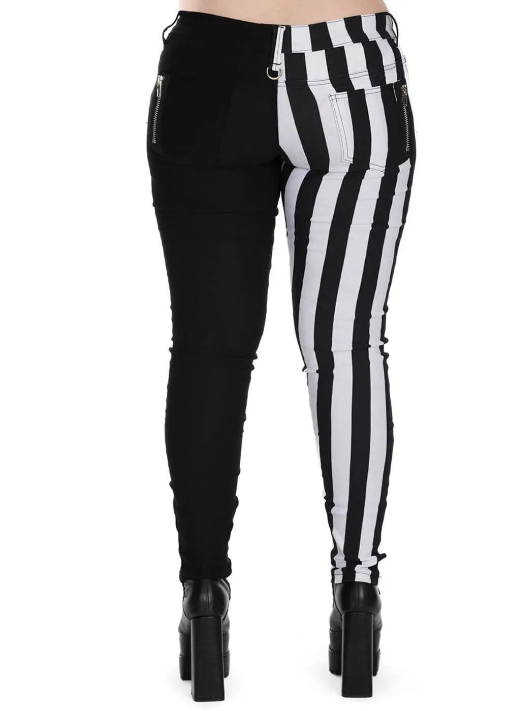 Banned Alternative Damage Striped Trousers White Black