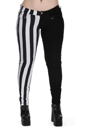 Banned Alternative Damage Striped Trousers White Black