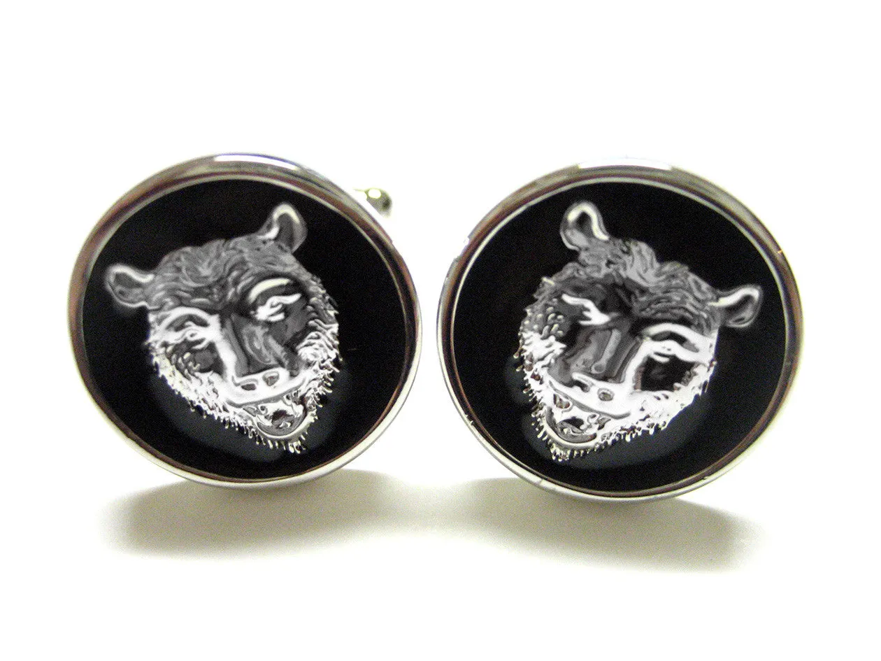 Bear Stock Invester Cufflinks