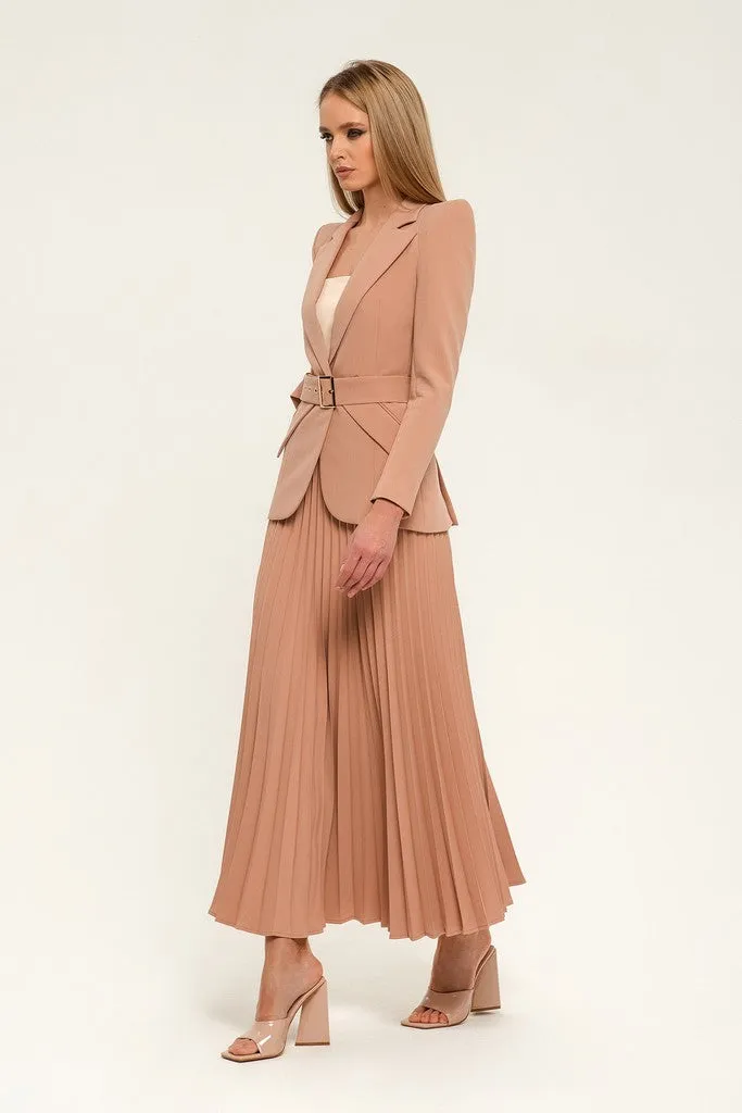 Beige Pink Office Notch Lapel Long Sleeve Single Breasted Jacket