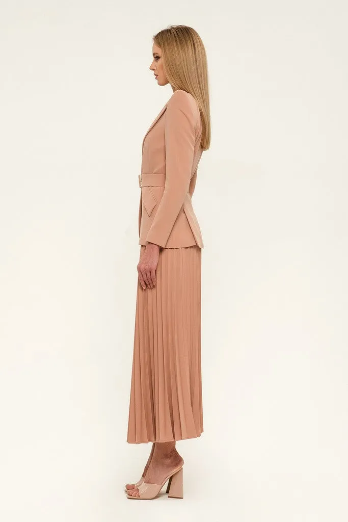 Beige Pink Office Notch Lapel Long Sleeve Single Breasted Jacket