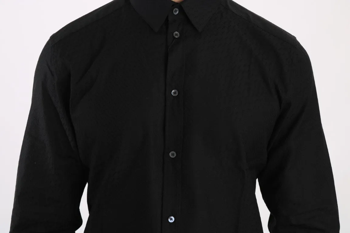 Black Cotton GOLD Slim Shirt