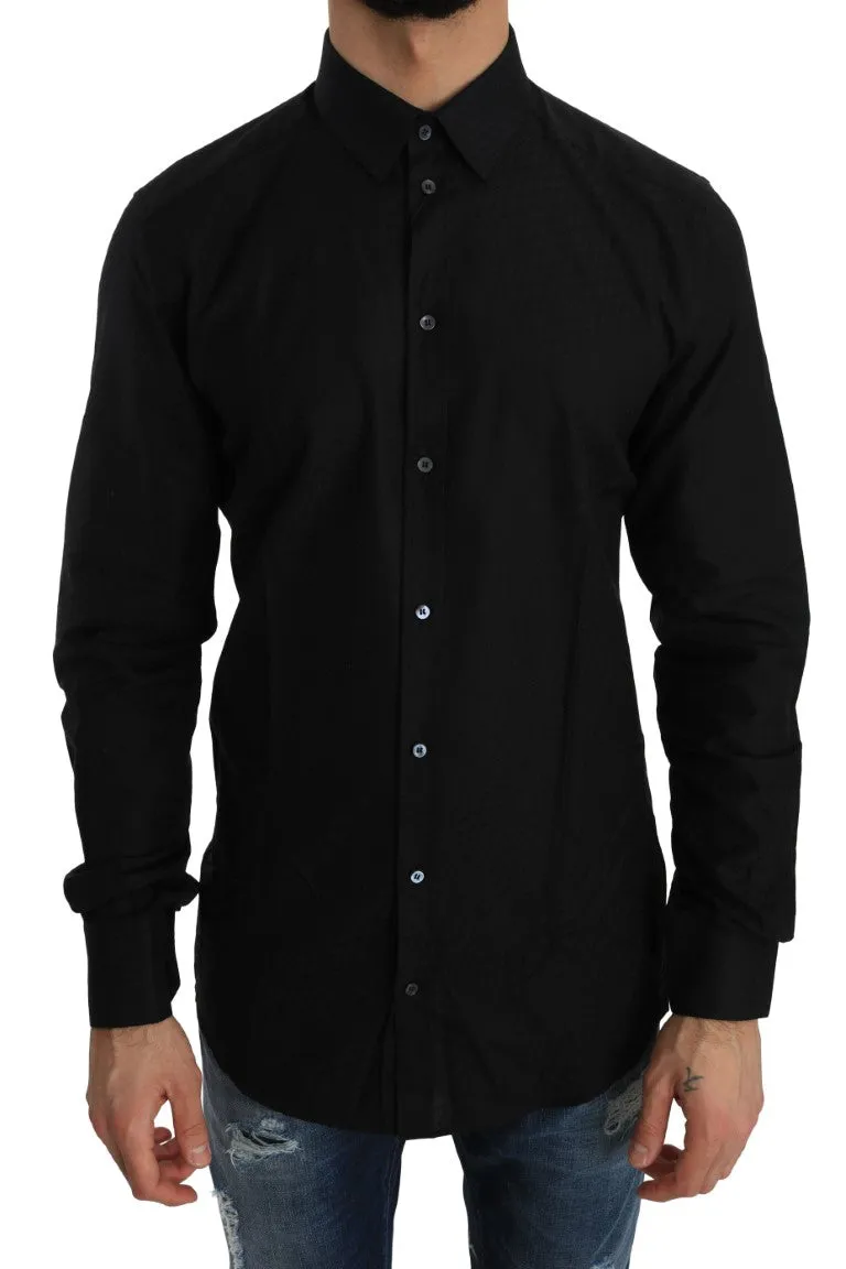 Black Cotton GOLD Slim Shirt