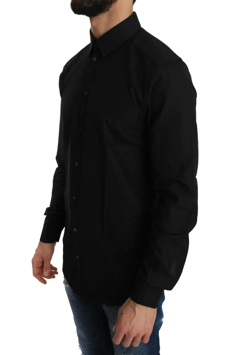 Black Cotton GOLD Slim Shirt
