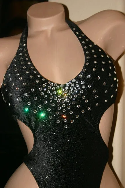 Black Velvet One-piece Figure Competition Suit