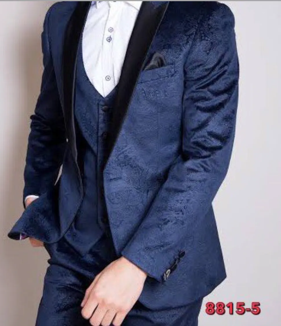 Blue Paisley Velvet Suit