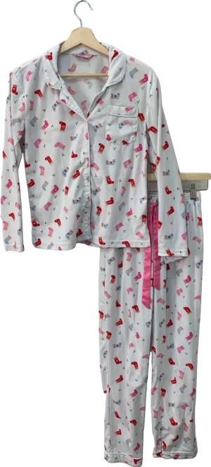 Boux Avenue White Heart Print Pyjama Set UK 6
