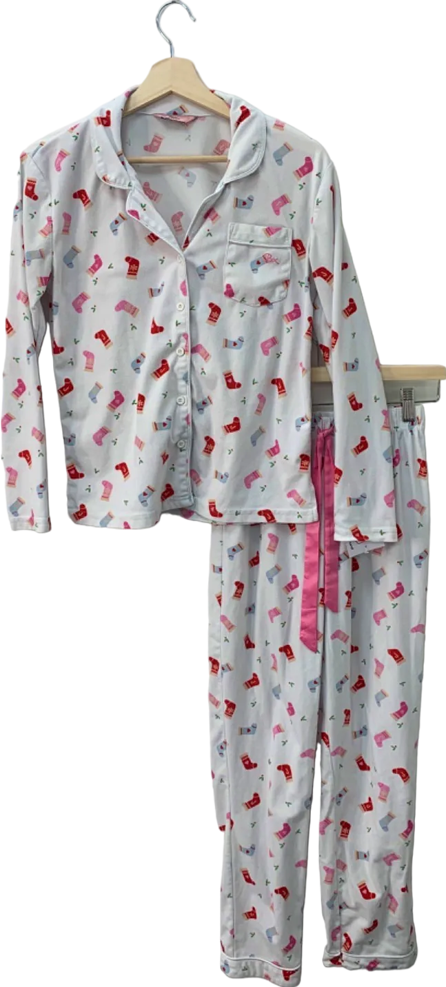 Boux Avenue White Heart Print Pyjama Set UK 6