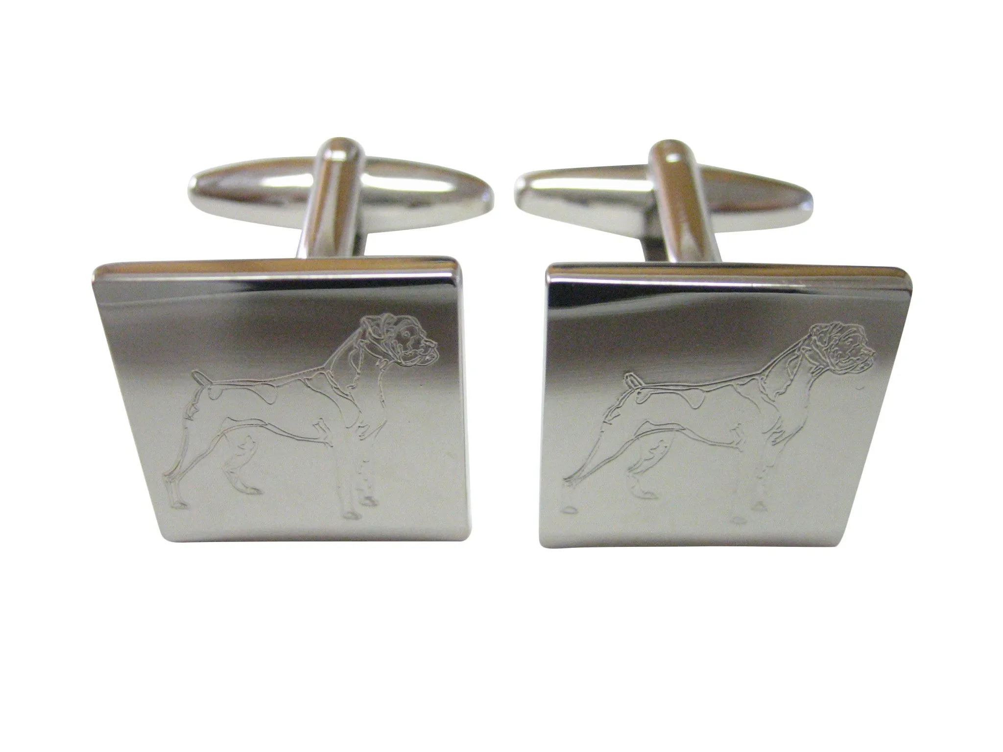 Boxer Dog Laser Etched Cufflinks