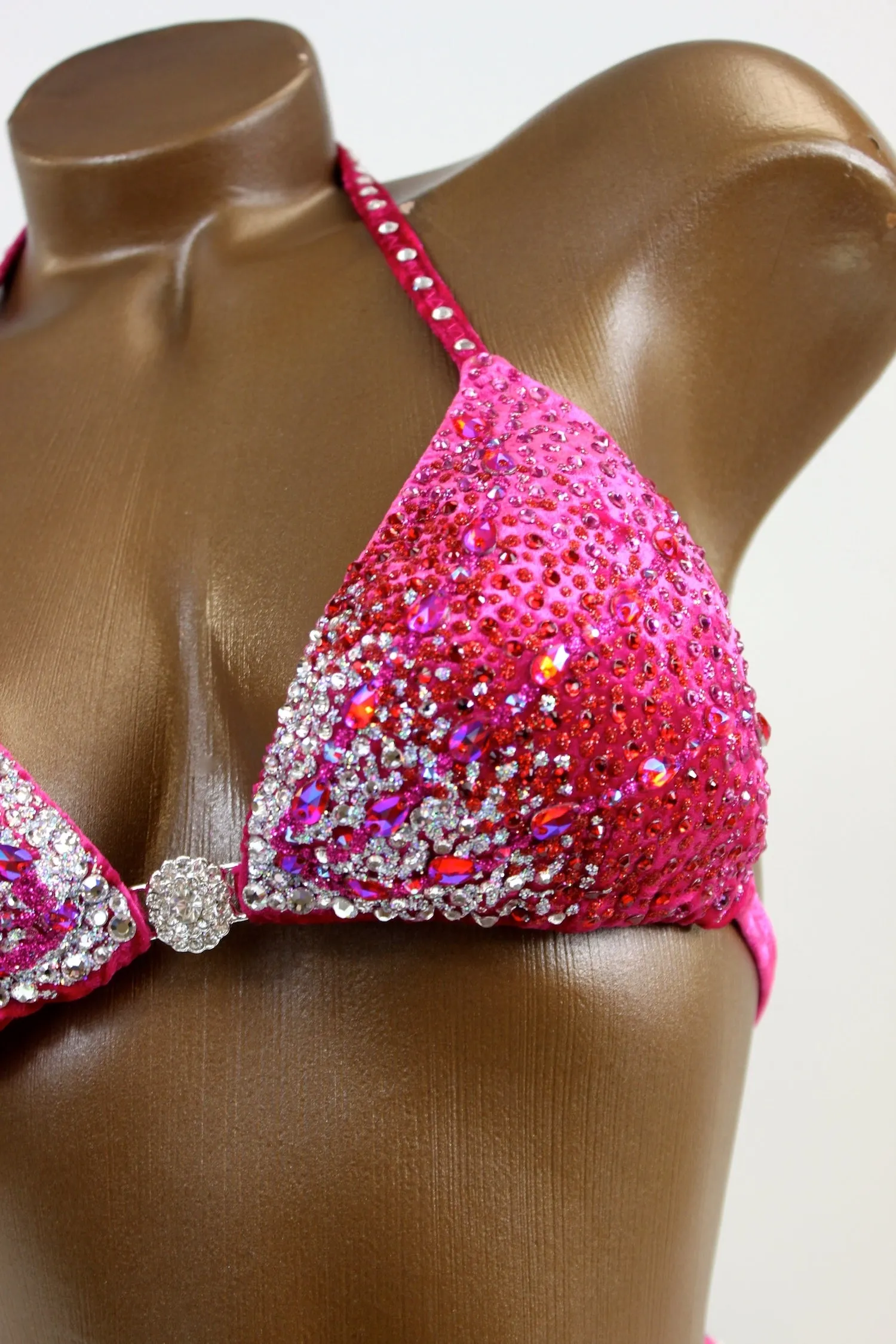 Bright Fuchsia Velvet Figure Competition Suit