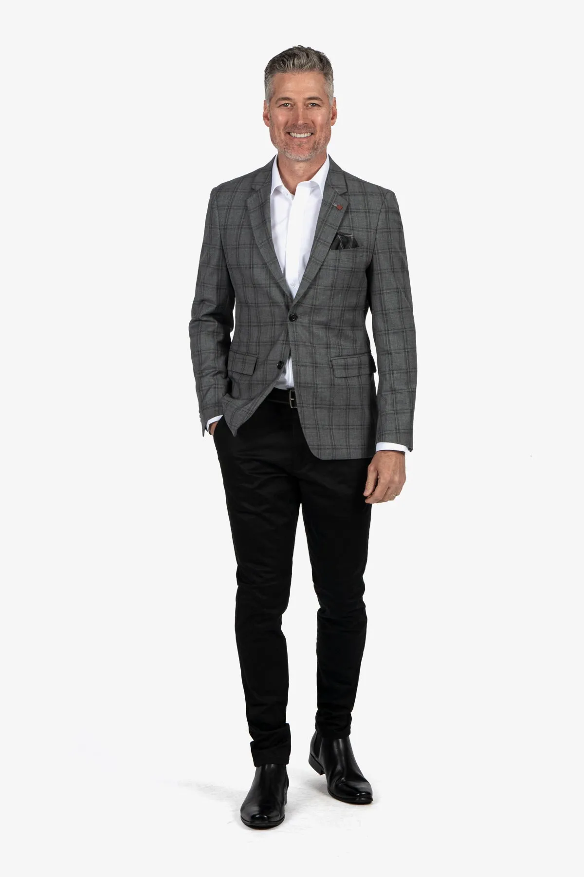 Brooksfield | Textured Check Stretch Blazer