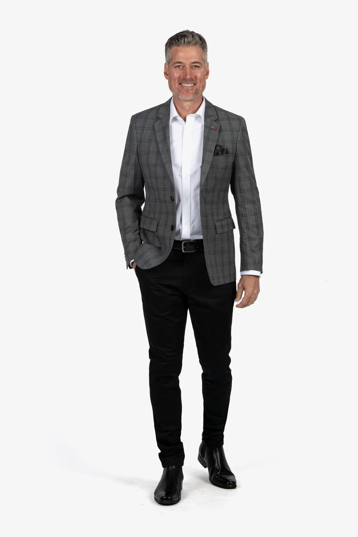 Brooksfield | Textured Check Stretch Blazer