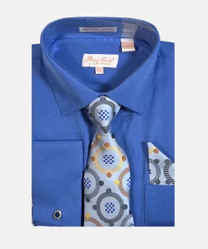 Bruno Conte Solid Regular Fit Dress Shirt Combo - Blue
