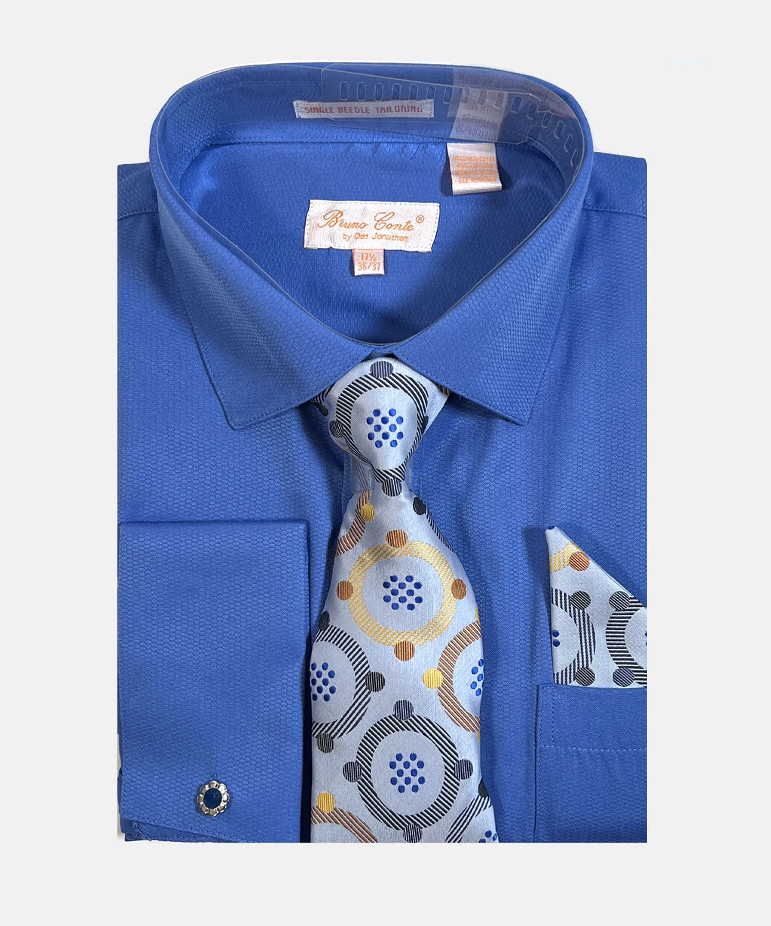 Bruno Conte Solid Regular Fit Dress Shirt Combo - Blue