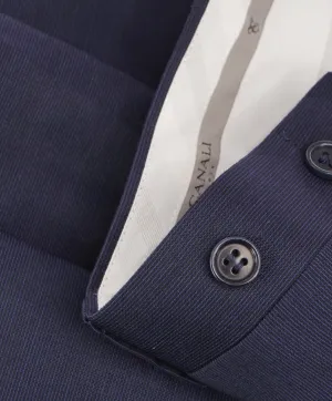 CANALI - Wool Tonal Blue Micro Stripe Flat Front Dress Pants - 36W