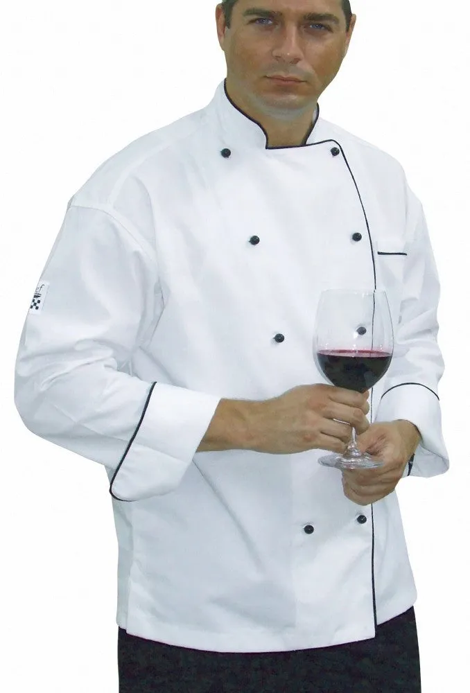 Chef Revival - Classic White Long Sleeve Chef Jacket (Black Trim)