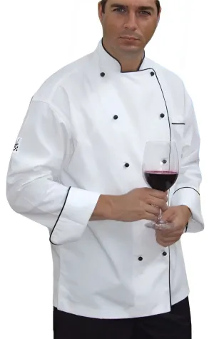 Chef Revival - Classic White Long Sleeve Chef Jacket (Black Trim)