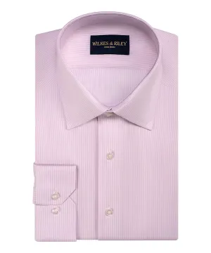 Classic Fit Pink Stripe Spread Collar Non-Iron Twill Dress Shirt