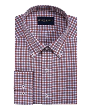 Classic Fit Rust/Grey Twill Check Button-Down Collar Non-Iron Sport Shirt