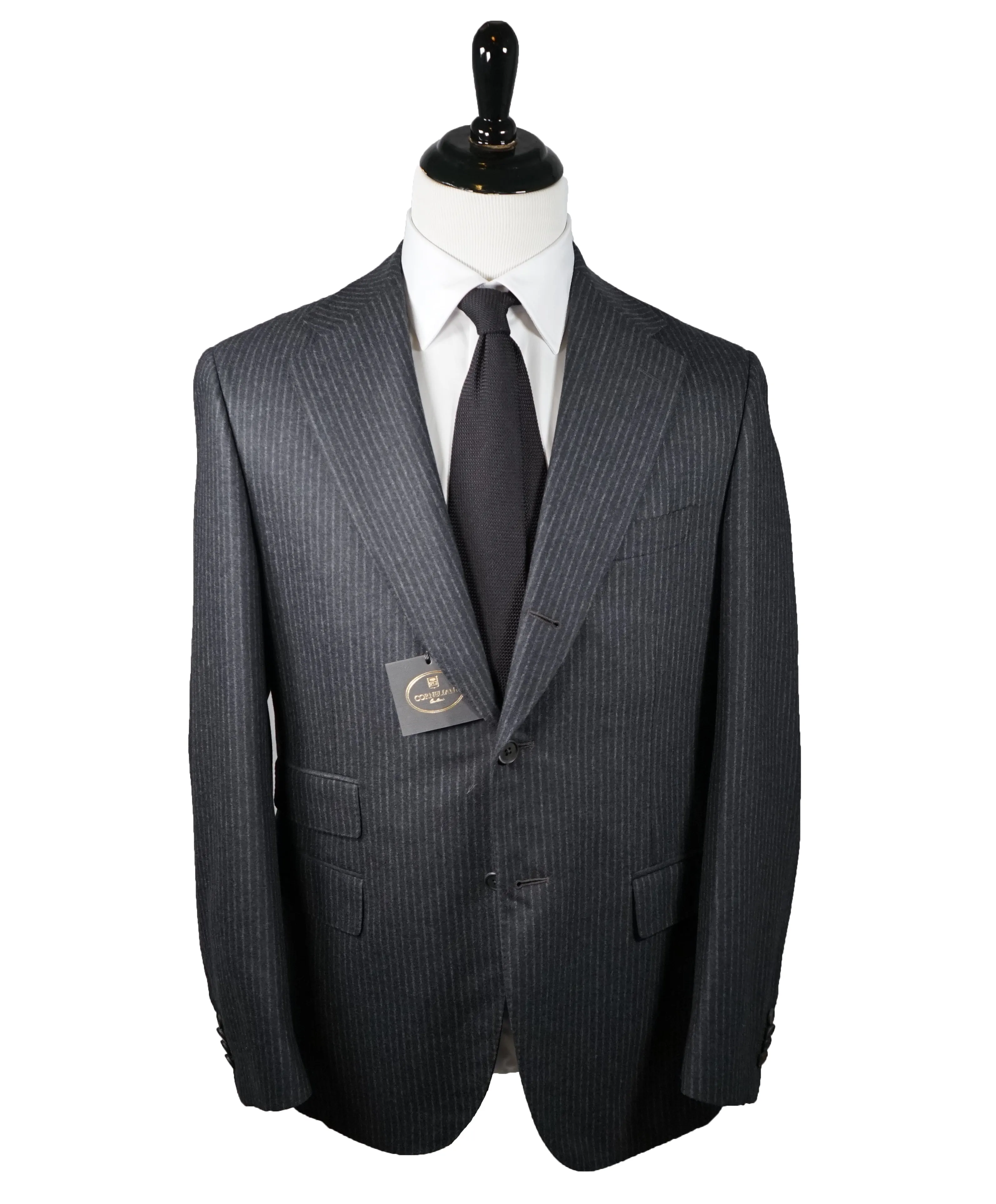 CORNELIANI - Cashmere Blend Gray Chalk Stripe 2-3 Roll Semi-linedSuit - 40R