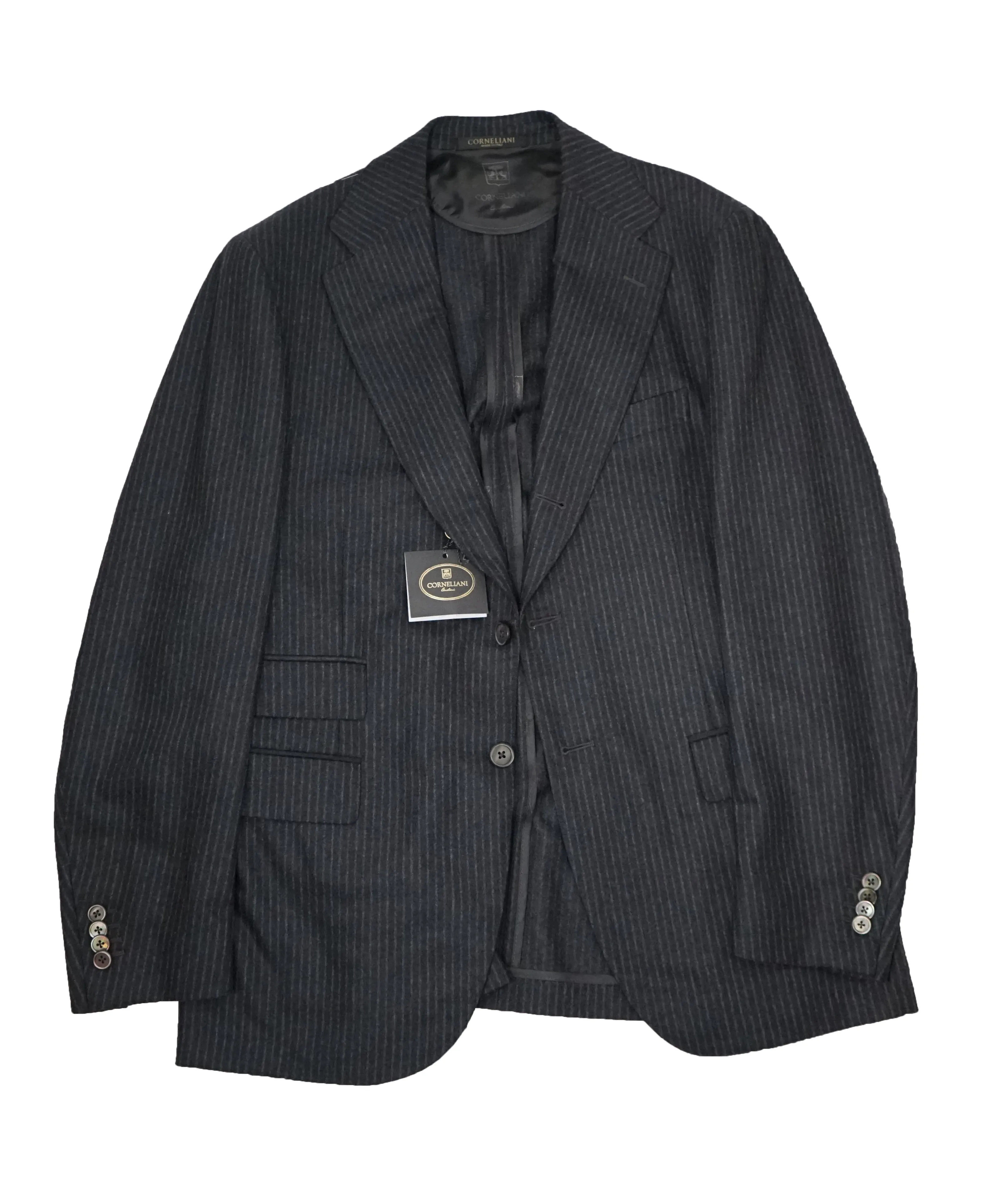 CORNELIANI - Cashmere Blend Gray Chalk Stripe 2-3 Roll Semi-linedSuit - 40R
