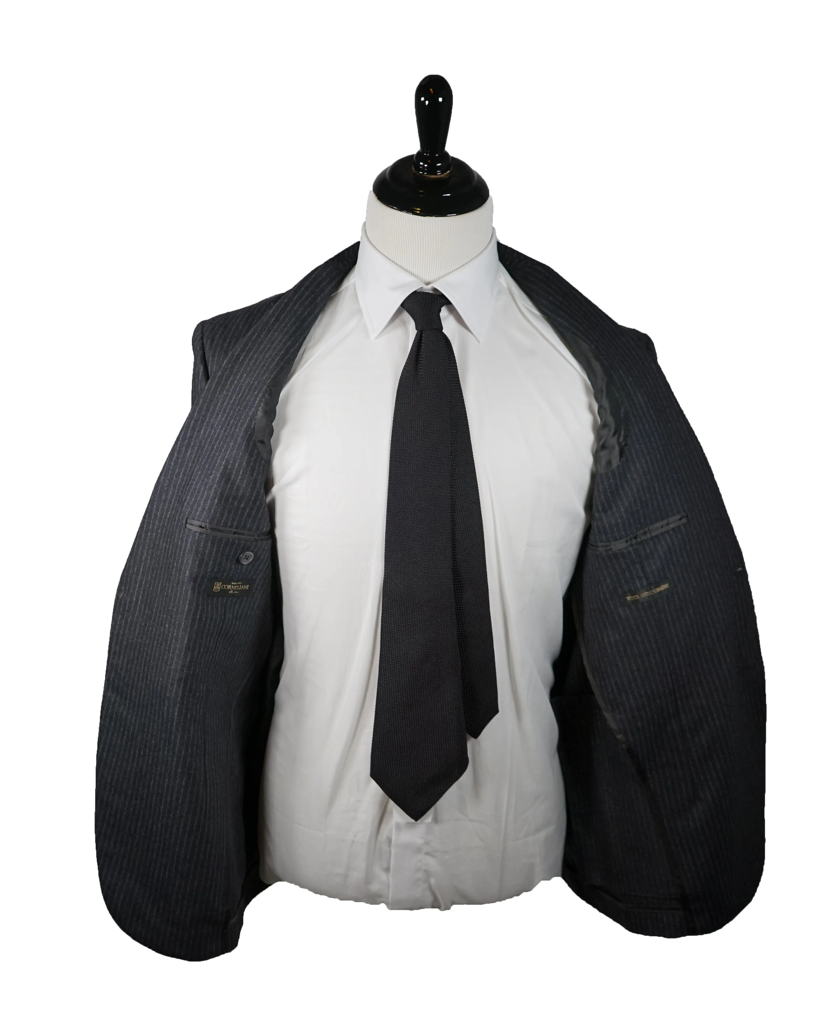 CORNELIANI - Cashmere Blend Gray Chalk Stripe 2-3 Roll Semi-linedSuit - 40R