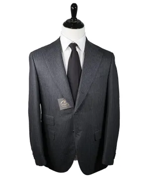 CORNELIANI - Cashmere Blend Gray Chalk Stripe 2-3 Roll Semi-linedSuit - 40R
