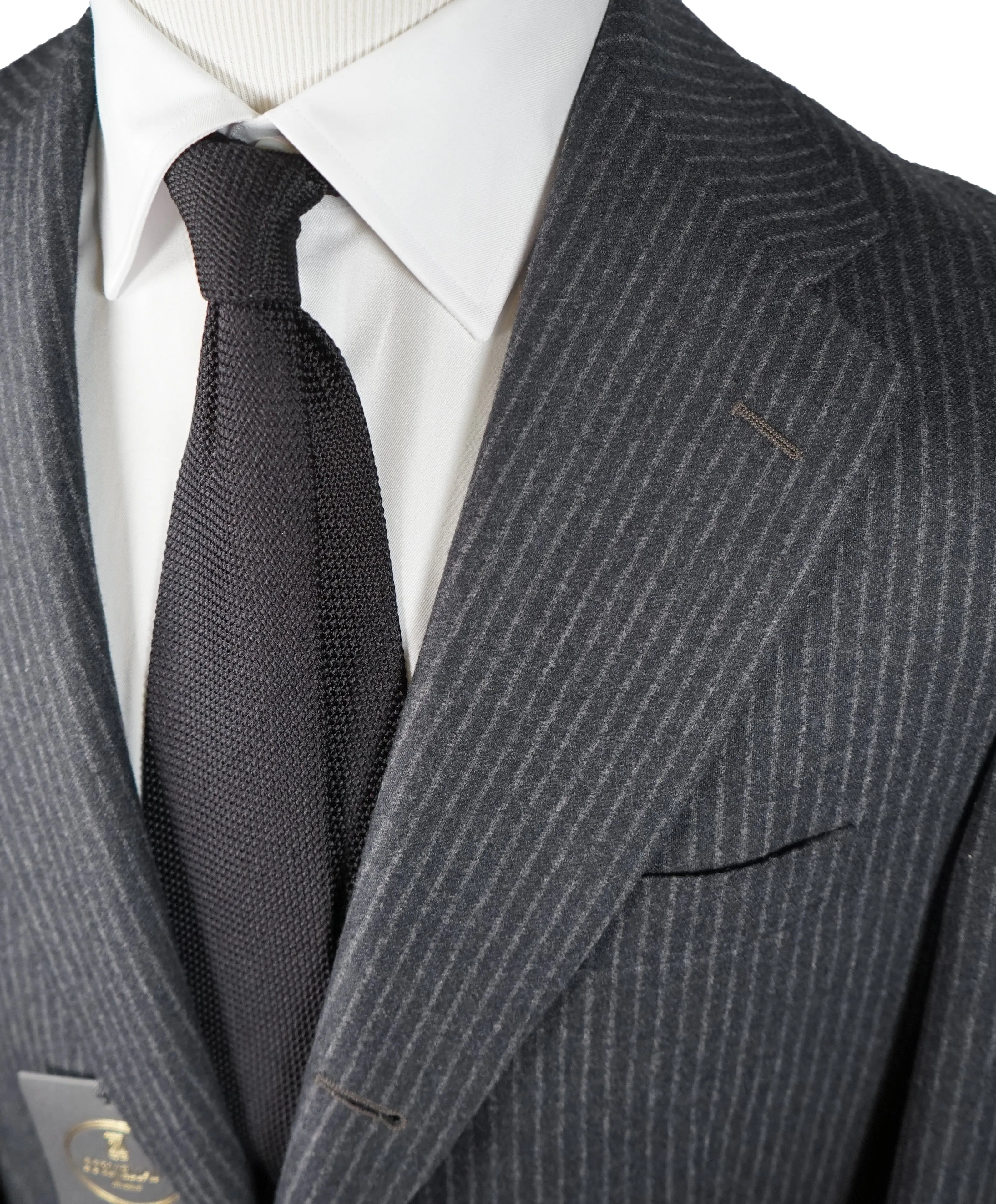 CORNELIANI - Cashmere Blend Gray Chalk Stripe 2-3 Roll Semi-linedSuit - 40R