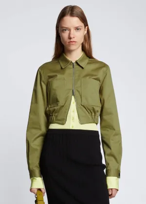 Cotton Twill Bomber Jacket (Khaki Green)