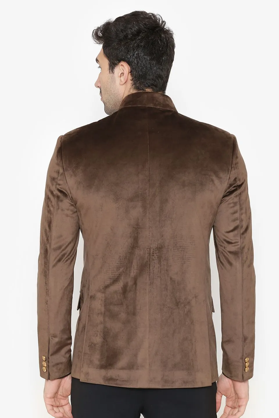 Cotton Velvet Brown Bandhgala
