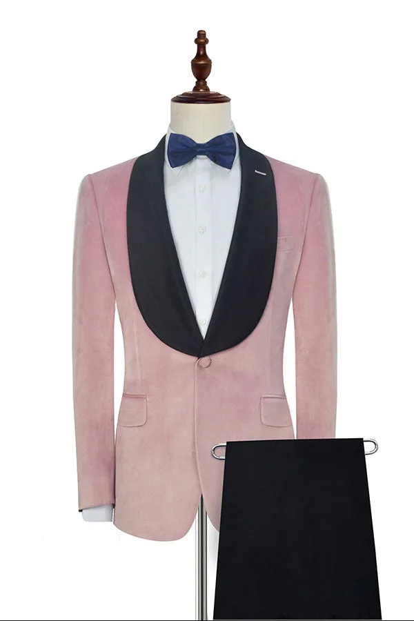 Custom design Pink Wedding Tuxedos Black Silk Shawl Lapel Marriage Suits for Men