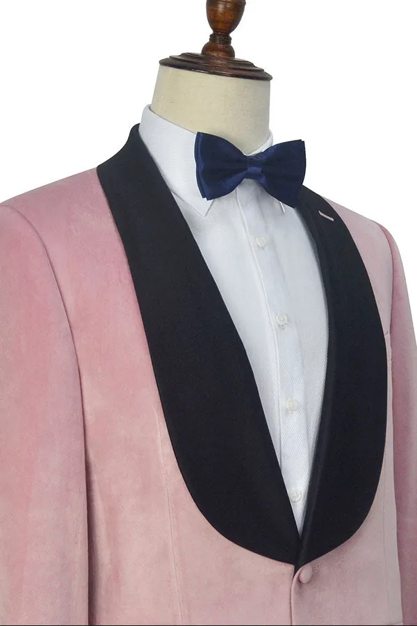 Custom design Pink Wedding Tuxedos Black Silk Shawl Lapel Marriage Suits for Men