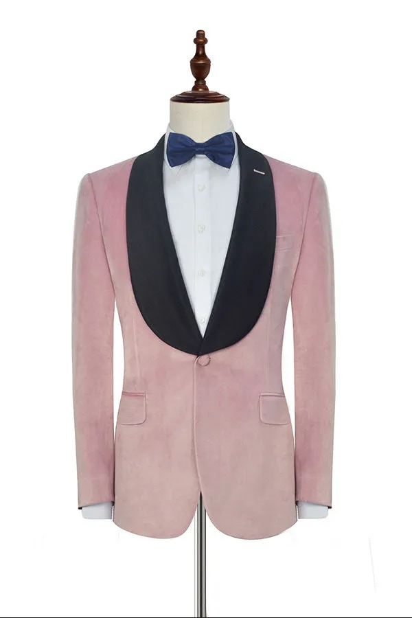 Custom design Pink Wedding Tuxedos Black Silk Shawl Lapel Marriage Suits for Men