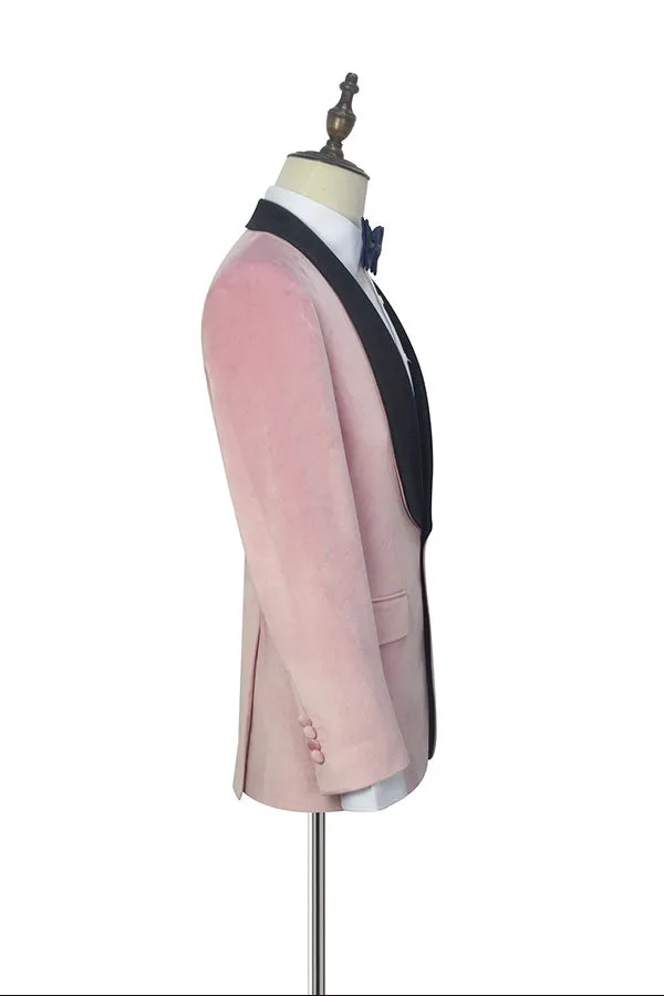 Custom design Pink Wedding Tuxedos Black Silk Shawl Lapel Marriage Suits for Men
