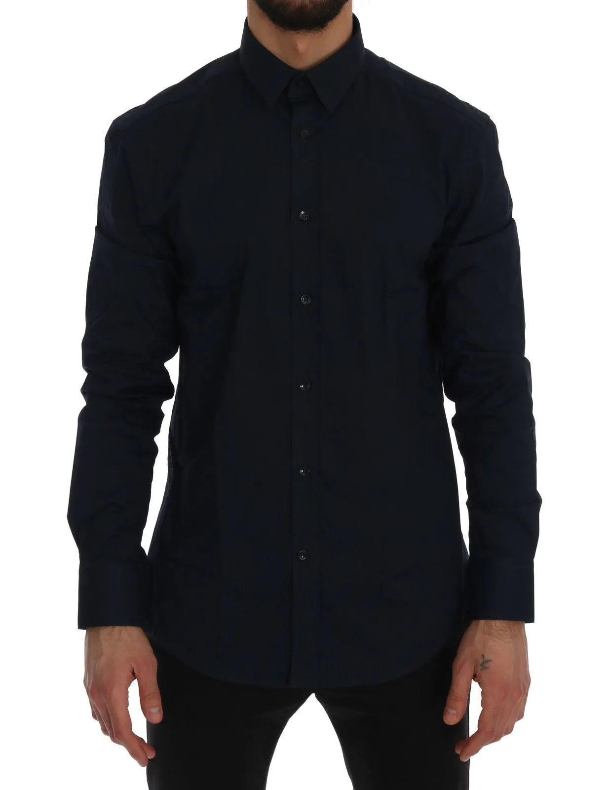 Dark Blue Cotton Dress Shirt Trend Fit