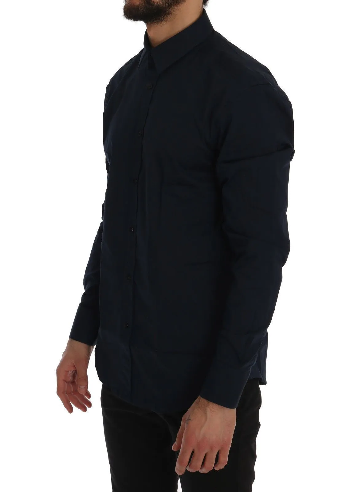 Dark Blue Cotton Dress Shirt Trend Fit