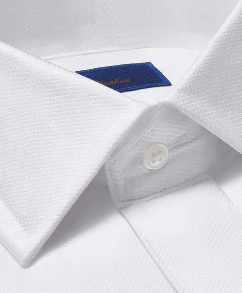David Donahue Slim Formal Tuxedo Shirt - White Covered Placket