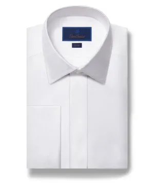 David Donahue Slim Formal Tuxedo Shirt - White Covered Placket