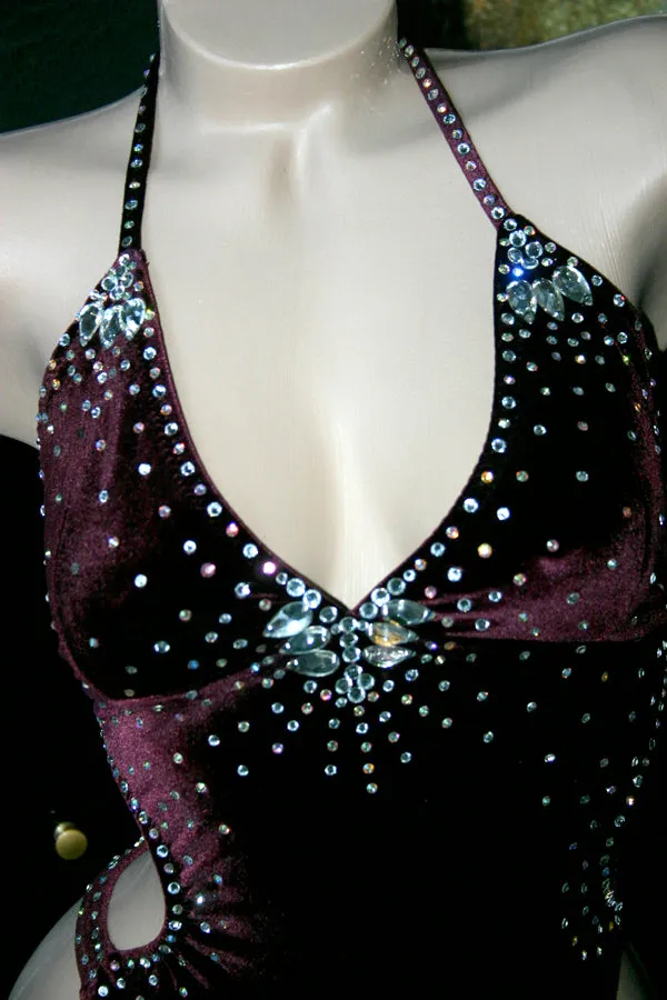 Deep Burgundy One-piece Figure Competition Suit